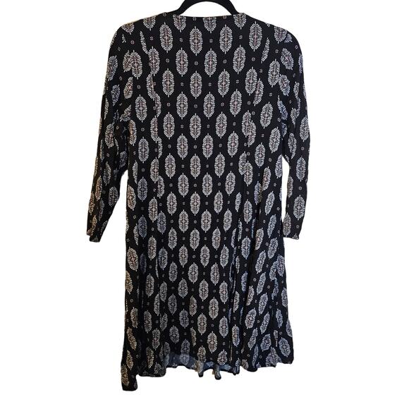 Torrid Black Dress Womens Size Medium 00 Boho Work Mini Challis Trapeze White - Picture 3 of 8